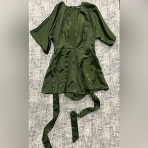 DO+BE Forest Green Satin Blouse